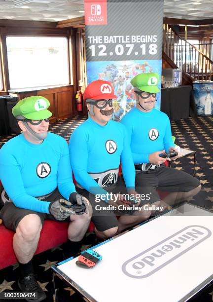 The Aquabats stop by Nintendo at the Variety Studio to check out the Nintendo Switch with at Comic-Con 2018 on July 21, 2018 in San Diego, California.