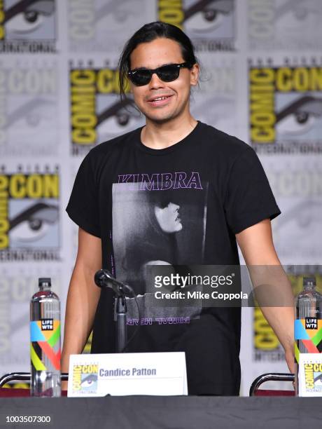 Carlos Valdes speaks onstage at the"The Flash" Special Video Presentation and Q&A during Comic-Con International 2018 at San Diego Convention Center...