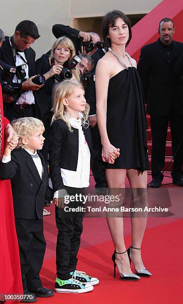 Actors Gabriel Gotting, Morgana Davies and Charlotte Gainsbourg attend 'The Tree' Premiere held at the Palais des Festivals during the 63rd Annual...