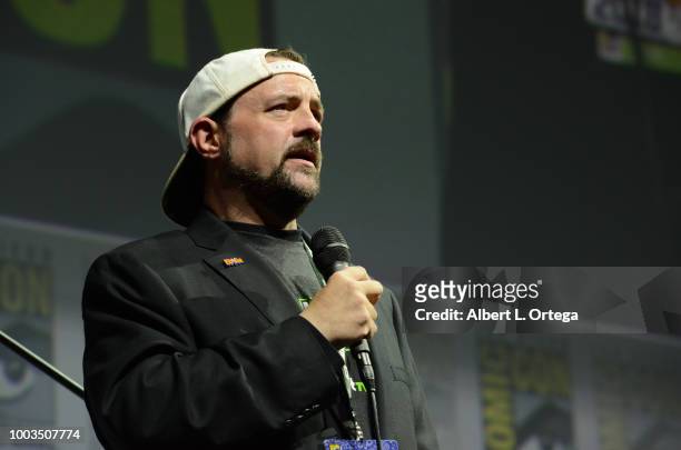 Kevin Smith speaks onstage at 'An Evening with Kevin Smith' during Comic-Con International 2018 at San Diego Convention Center on July 21, 2018 in...