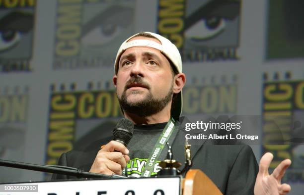 Kevin Smith speaks onstage at 'An Evening with Kevin Smith' during Comic-Con International 2018 at San Diego Convention Center on July 21, 2018 in...