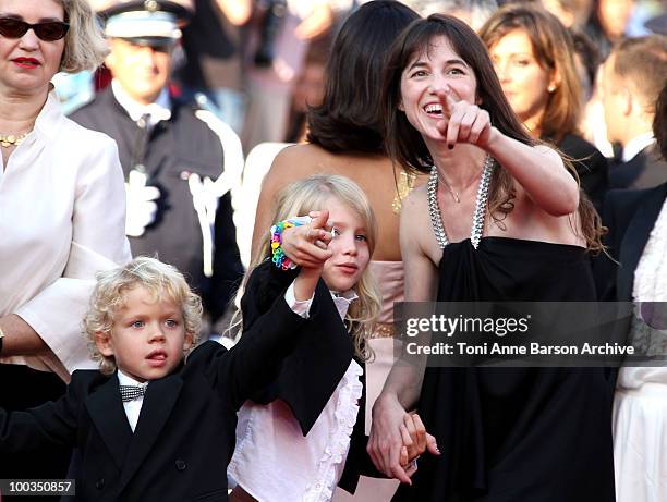 Actors Gabriel Gotting, Morgana Davies and Charlotte Gainsbourg attend 'The Tree' Premiere held at the Palais des Festivals during the 63rd Annual...