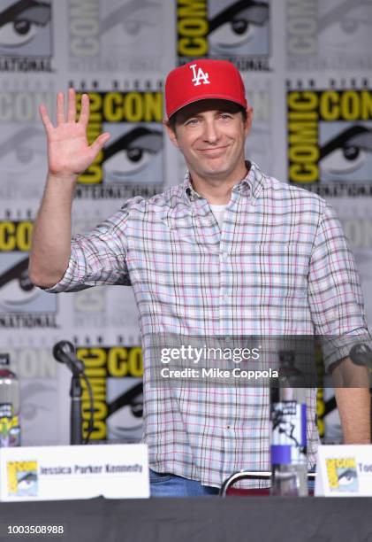 Todd Helbing speaks onstage at the"The Flash" Special Video Presentation and Q&A during Comic-Con International 2018 at San Diego Convention Center...