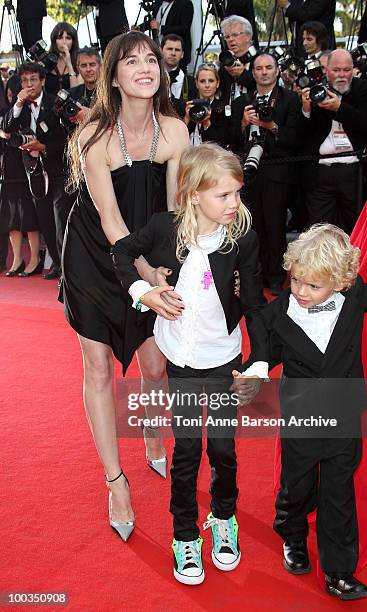 Actresses Charlotte Gainsbourg, Morgana Davies and actor Gabriel Gotting attend 'The Tree' Premiere held at the Palais des Festivals during the 63rd...