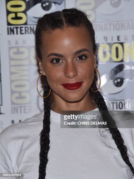 Jamaican actress Parisa Fitz-Henley arrives for the "Midnight Texas" press line at Comic Con in San Diego, California on July 21, 2018.