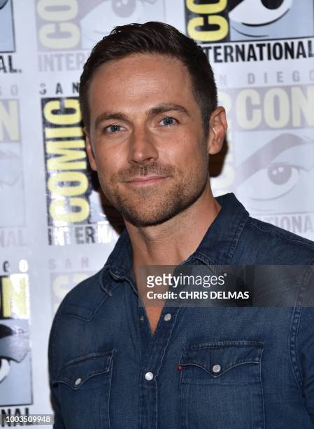 Canadian actor Dylan Bruce arrives for the "Midnight Texas" press line at Comic Con in San Diego, California on July 21, 2018.