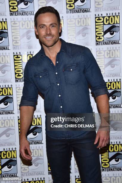 Canadian actor Dylan Bruce arrives for the "Midnight Texas" press line at Comic Con in San Diego, California on July 21, 2018.