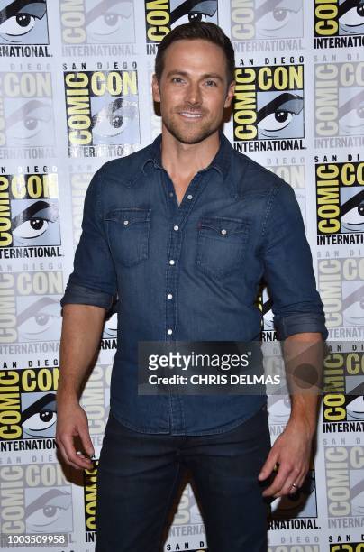 Canadian actor Dylan Bruce arrives for the "Midnight Texas" press line at Comic Con in San Diego, California on July 21, 2018.