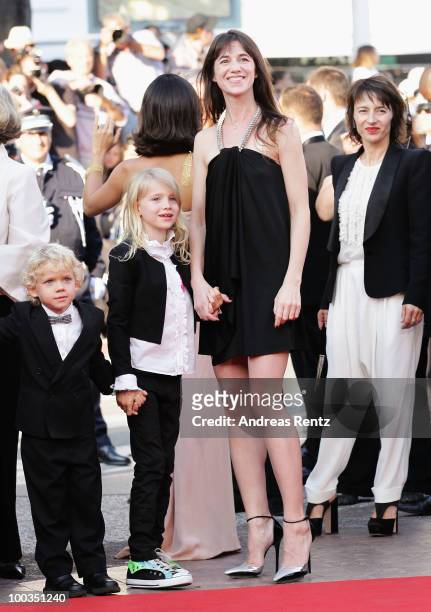 Actors Gabriel Gotting, Morgana Davies and actress/musician Charlotte Gainsbourg attend "The Tree" Premiere held at the Palais des Festivals during...