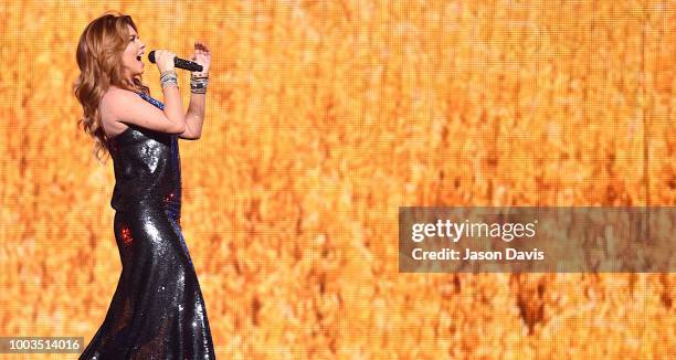 Shania Twain performs during her NOW Tour at Bridgestone Arena on July 21, 2018 in Nashville, Tennessee.