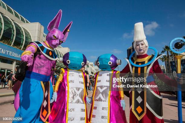 Costumed fans attend Comic-Con International on July 21, 2018 in San Diego, California.