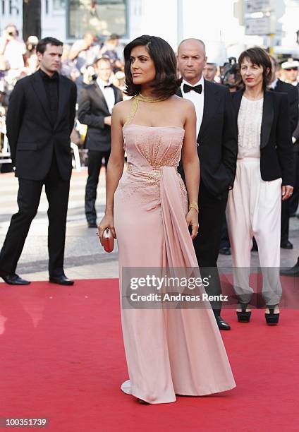 Actress Salma Hayek attends the Palme d'Or Award Closing Ceremony held at the Palais des Festivals during the 63rd Annual Cannes Film Festival on May...