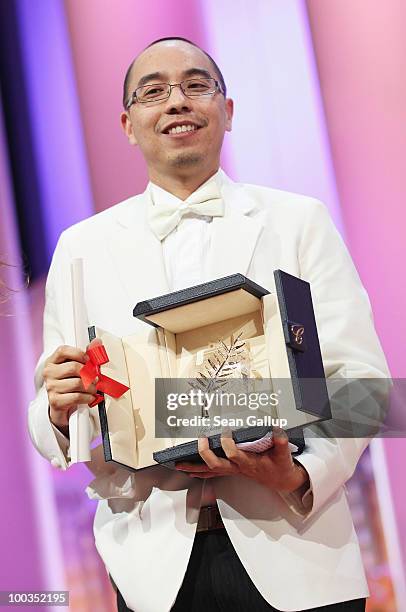 Palme d'Or winner for ''Uncle Boonmee Who Can Recall His Past Lives' director Apichatpong Weerasethakul looks on during the Palme d'Or Award Ceremony...