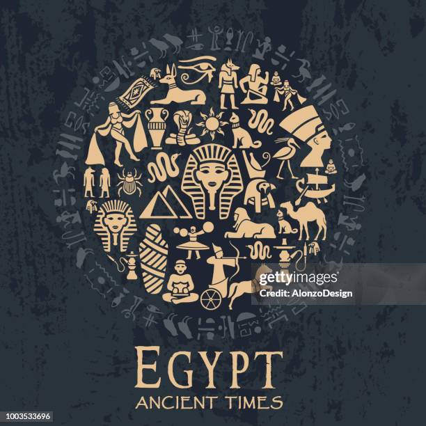 bildbanksillustrationer, clip art samt tecknat material och ikoner med egyptiska collage - egypt