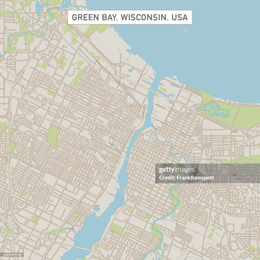Green Bay Wisconsin US City Street Map