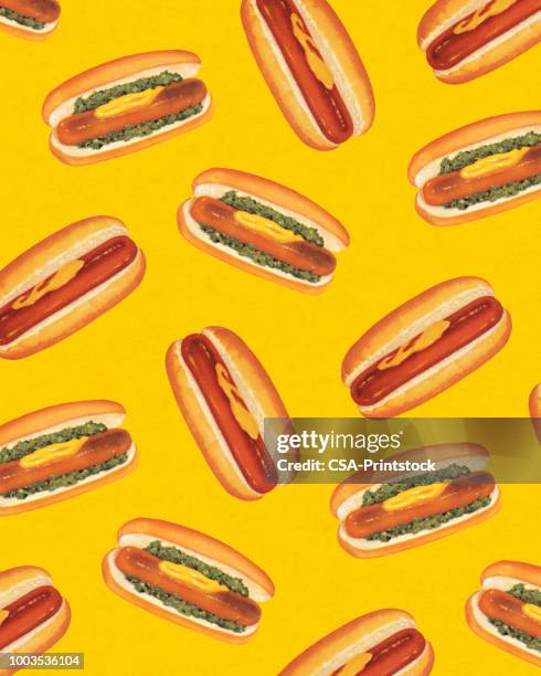 pattern of hot dogs - relish stock illustrations