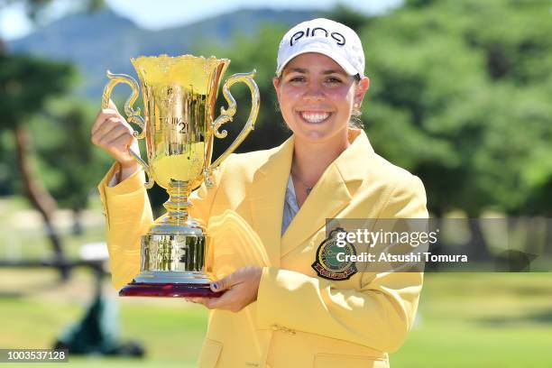 Kristen Gillman of the USA poses with the trophy after winning the Century 21 Ladies Golf Tournament at the Seta Golf Course West Course on July 22,...