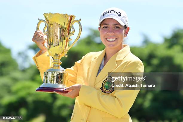 Kristen Gillman of the USA poses with the trophy after winning the Century 21 Ladies Golf Tournament at the Seta Golf Course West Course on July 22,...