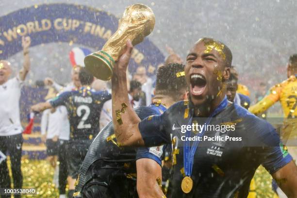 Players from France celebrate the 2018 World Cup title after a 4-2 win against Croatia at the Luzhniki Stadium in Moscow, Russia. France 4-2 win...