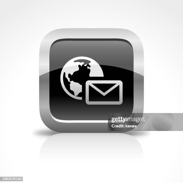 mail and global communication glossy button icon - direct mail stock illustrations