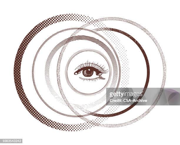 ilustrações, clipart, desenhos animados e ícones de olho no meio círculos - optometrista
