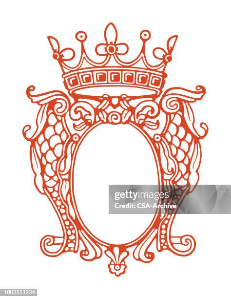 crown frame enclosure - queen crown stock illustrations