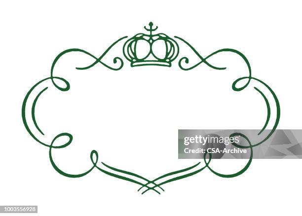 open label with loops and crown - ornate stock illustrations