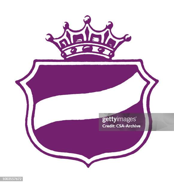 crown shield border - shield logo stock illustrations