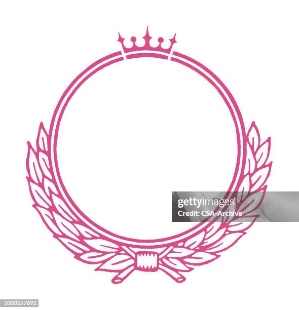laurel wreath crown border - circle frame stock illustrations