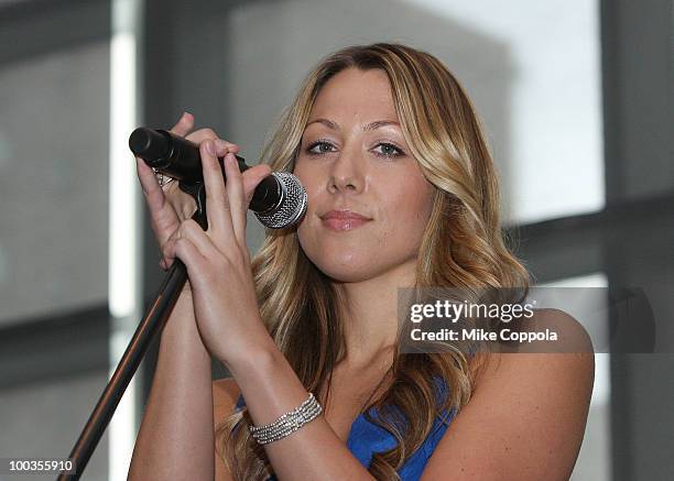 Singer Colbie Caillat performs at the VH1 Save The Music Foundation Summer Kick-Off Party benefit at the W Hoboken on May 23, 2010 in Hoboken, New...