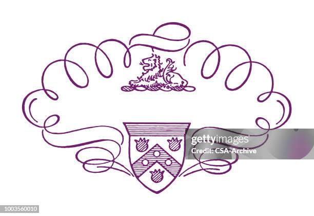 scroll crest border - coat of arms stock illustrations