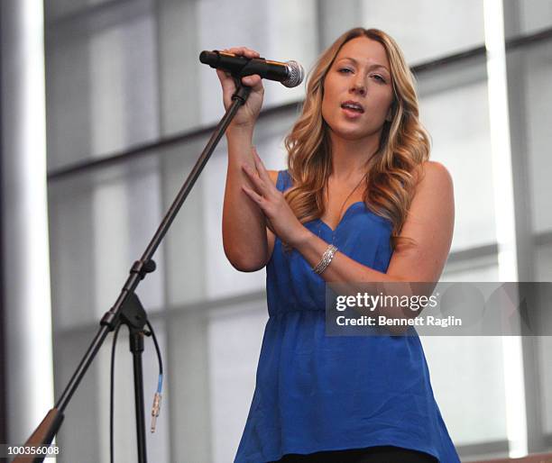 Recording artist Colbie Caillat performs during the VH1 Save The Music Foundation Summer Kick-Off Party benefit at the W Hoboken on May 23, 2010 in...