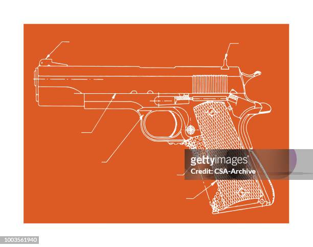 stockillustraties, clipart, cartoons en iconen met handpistool - handgun