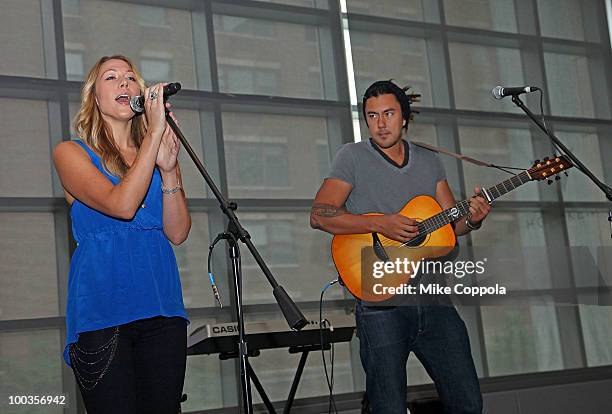 Singer Colbie Caillat performs at the VH1 Save The Music Foundation Summer Kick-Off Party benefit at the W Hoboken on May 23, 2010 in Hoboken, New...