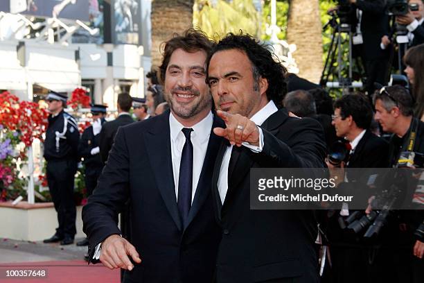 Javier Bardem and Alejandro Gonzalez Inarritu attend the Palme d'Or Award Closing Ceremony held at the Palais des Festivals during the 63rd Annual...