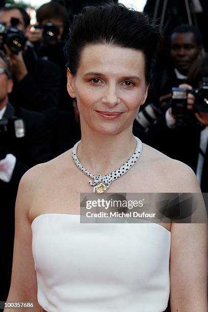 Juliette Binoche attends the Palme d'Or Award Closing Ceremony held at the Palais des Festivals during the 63rd Annual Cannes Film Festival on May...