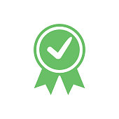 Approved certified icon. Certified seal icon. Accepted accreditation symbol with checkmark. Assurance or authorized