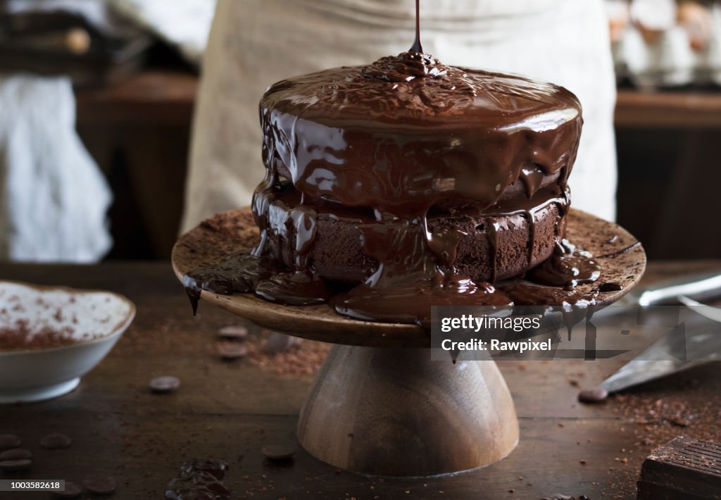 Chocolate cake food photography recipe idea