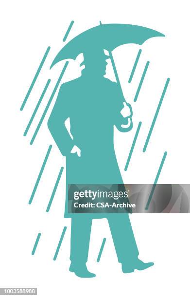 man in the rain - waterproof stock illustrations