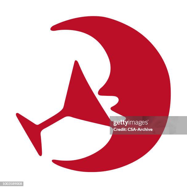 moon drinking cocktail - crescent moon stock illustrations