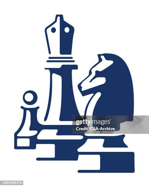 chess pieces - chess logo stock illustrations
