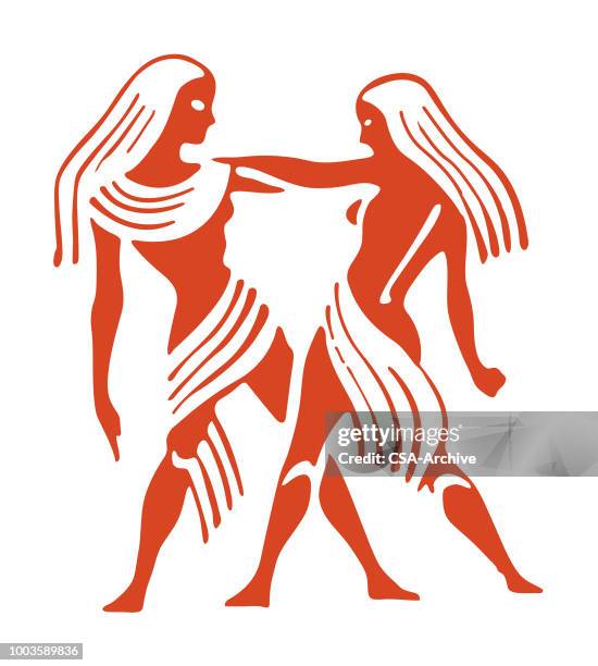 stockillustraties, clipart, cartoons en iconen met twins - sterrenbeeld tweelingen