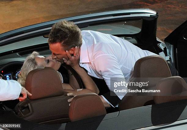 Sabrina Wasserthal kisses her husband after she won a car during the Wetten Dass...? Summer Edition on May 23, 2010 in Palma de Mallorca, Spain.