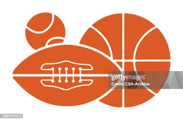 basketball, fußball und baseball - logo sport stock-grafiken, -clipart, -cartoons und -symbole