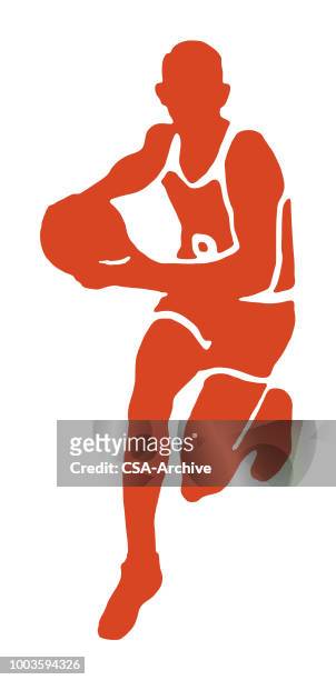 männliche basketball player - logo sport stock-grafiken, -clipart, -cartoons und -symbole