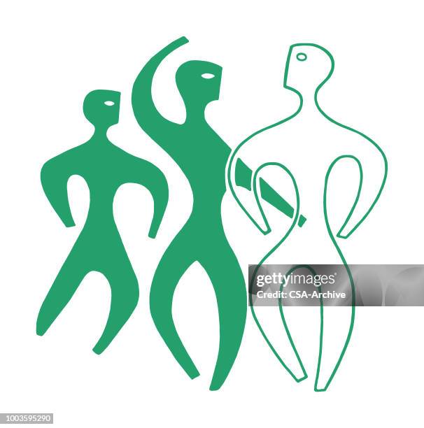 three figures - dance logo stock illustrations