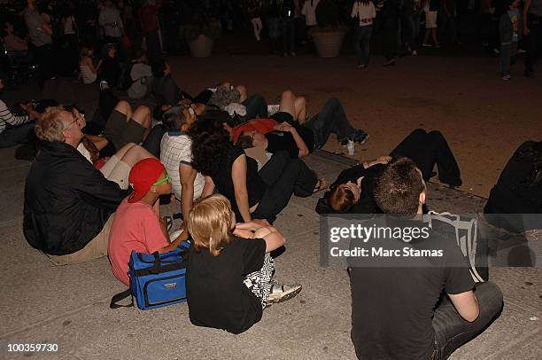 Fans watch "Lost" Series Finale in Times Square on May 23, 2010 in New York City.