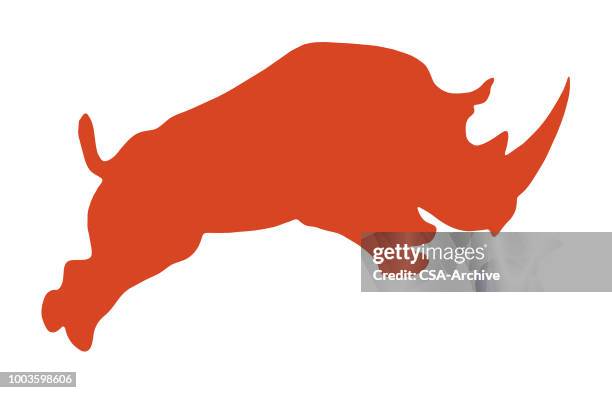 rhino silhouette - rhinoceros stock-grafiken, -clipart, -cartoons und -symbole