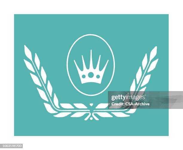 crown and laurel wreath - emperor stock illustrations