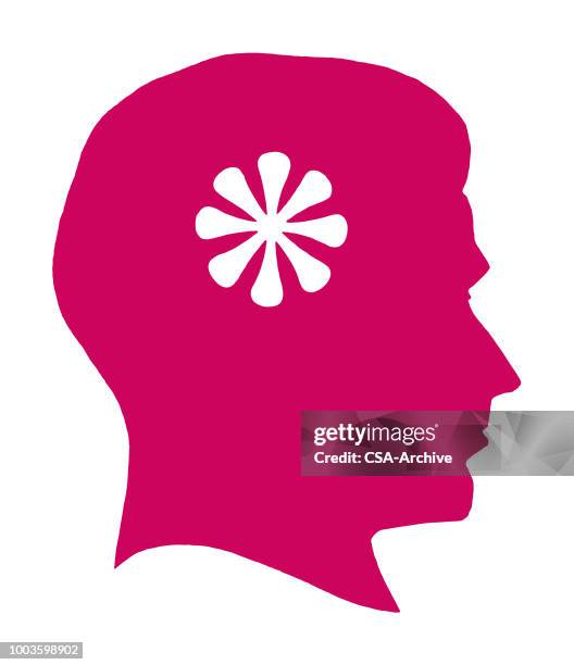 man with flower in his head - asterisk stock illustrations